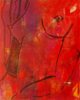 ROTER AKT - Acryl auf Leinwand - 80x100cm